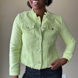 Banana Republic Yellow Green Textured Raw Hem Spring Jacket Size 8